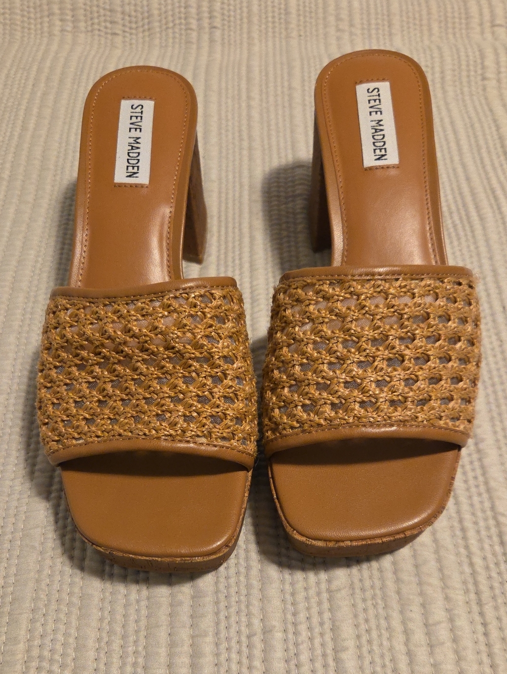 Steve Madden Tan Braided Slide Mules